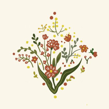 Güz Kış Şablonu Kapak, Bayrak ve Notlar için Arkaplan Çizimi. Sonbahar Estetik Arkaplanı. Bitki ve Çiçek Desenli Arkaplan. 