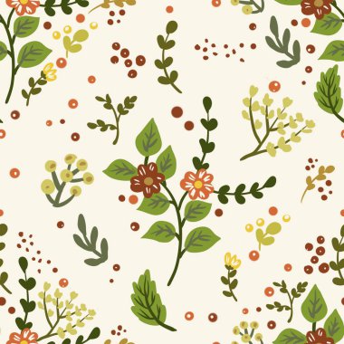 Güz Kış Şablonu Kapak, Bayrak ve Notlar için Arkaplan Çizimi. Sonbahar Estetik Arkaplanı. Bitki ve Çiçek Desenli Arkaplan. 