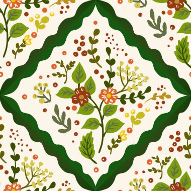 Güz Kış Şablonu Kapak, Bayrak ve Notlar için Arkaplan Çizimi. Sonbahar Estetik Arkaplanı. Bitki ve Çiçek Desenli Arkaplan. 