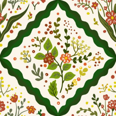 Güz Kış Şablonu Kapak, Bayrak ve Notlar için Arkaplan Çizimi. Sonbahar Estetik Arkaplanı. Bitki ve Çiçek Desenli Arkaplan. 