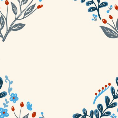 Güz Kış Şablonu Kapak, Bayrak ve Notlar için Arkaplan Çizimi. Sonbahar Estetik Arkaplanı. Bitki ve Çiçek Desenli Arkaplan. 