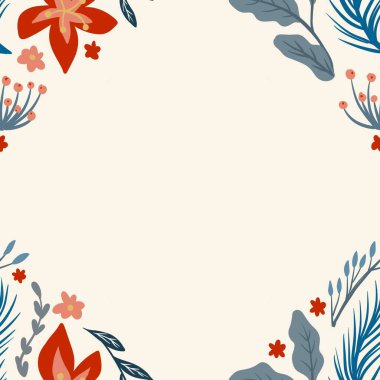 Güz Kış Şablonu Kapak, Bayrak ve Notlar için Arkaplan Çizimi. Sonbahar Estetik Arkaplanı. Bitki ve Çiçek Desenli Arkaplan. 