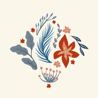 Güz Kış Şablonu Kapak, Bayrak ve Notlar için Arkaplan Çizimi. Sonbahar Estetik Arkaplanı. Bitki ve Çiçek Desenli Arkaplan. 