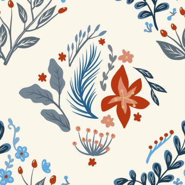 Güz Kış Şablonu Kapak, Bayrak ve Notlar için Arkaplan Çizimi. Sonbahar Estetik Arkaplanı. Bitki ve Çiçek Desenli Arkaplan. 