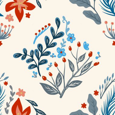 Güz Kış Şablonu Kapak, Bayrak ve Notlar için Arkaplan Çizimi. Sonbahar Estetik Arkaplanı. Bitki ve Çiçek Desenli Arkaplan. 