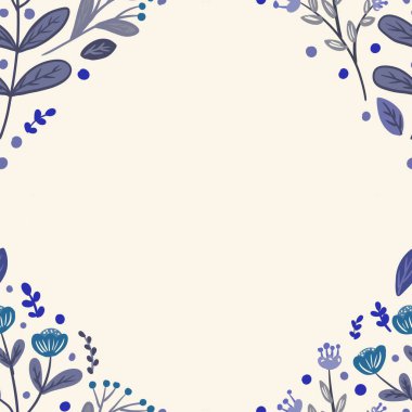 Güz Kış Şablonu Kapak, Bayrak ve Notlar için Arkaplan Çizimi. Sonbahar Estetik Arkaplanı. Bitki ve Çiçek Desenli Arkaplan. 