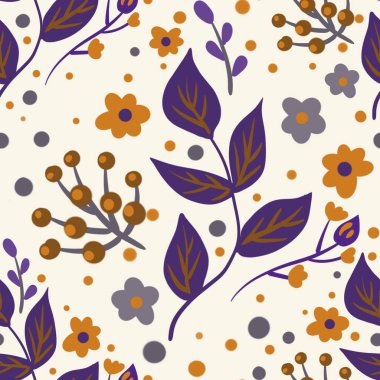 Güz Kış Şablonu Kapak, Bayrak ve Notlar için Arkaplan Çizimi. Sonbahar Estetik Arkaplanı. Bitki ve Çiçek Desenli Arkaplan. 