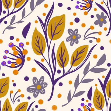 Güz Kış Şablonu Kapak, Bayrak ve Notlar için Arkaplan Çizimi. Sonbahar Estetik Arkaplanı. Bitki ve Çiçek Desenli Arkaplan. 