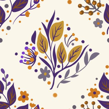 Güz Kış Şablonu Kapak, Bayrak ve Notlar için Arkaplan Çizimi. Sonbahar Estetik Arkaplanı. Bitki ve Çiçek Desenli Arkaplan. 