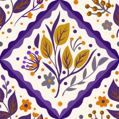 Güz Kış Şablonu Kapak, Bayrak ve Notlar için Arkaplan Çizimi. Sonbahar Estetik Arkaplanı. Bitki ve Çiçek Desenli Arkaplan. 