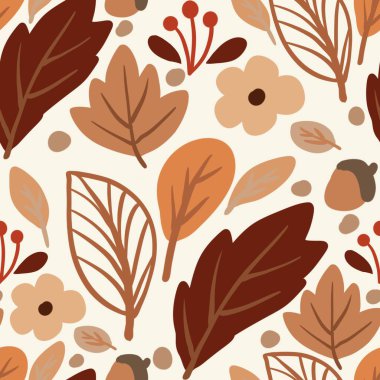 Güz Kış Şablonu Kapak, Bayrak ve Notlar için Arkaplan Çizimi. Sonbahar Estetik Arkaplanı. Bitki ve Çiçek Desenli Arkaplan. 