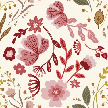 Güz Kış Şablonu Kapak, Bayrak ve Notlar için Arkaplan Çizimi. Sonbahar Estetik Arkaplanı. Bitki ve Çiçek Desenli Arkaplan. 