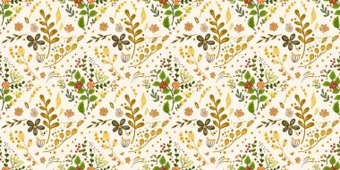 Güz Kış Şablonu Kapak, Bayrak ve Notlar için Arkaplan Çizimi. Sonbahar Estetik Arkaplanı. Bitki ve Çiçek Desenli Arkaplan. 