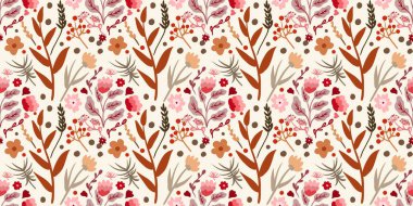 Güz Kış Şablonu Kapak, Bayrak ve Notlar için Arkaplan Çizimi. Sonbahar Estetik Arkaplanı. Bitki ve Çiçek Desenli Arkaplan. 