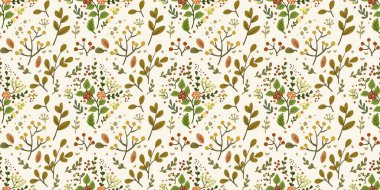 Güz Kış Şablonu Kapak, Bayrak ve Notlar için Arkaplan Çizimi. Sonbahar Estetik Arkaplanı. Bitki ve Çiçek Desenli Arkaplan. 