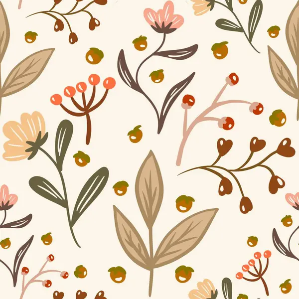 Güz Kış Şablonu Kapak, Bayrak ve Notlar için Arkaplan Çizimi. Sonbahar Estetik Arkaplanı. Bitki ve Çiçek Desenli Arkaplan. 