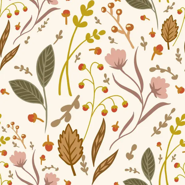 Güz Kış Şablonu Kapak, Bayrak ve Notlar için Arkaplan Çizimi. Sonbahar Estetik Arkaplanı. Bitki ve Çiçek Desenli Arkaplan. 