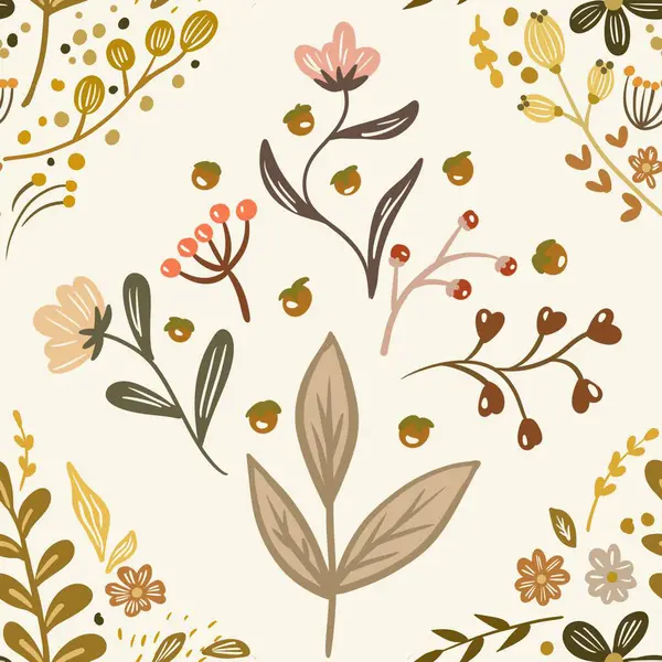 Güz Kış Şablonu Kapak, Bayrak ve Notlar için Arkaplan Çizimi. Sonbahar Estetik Arkaplanı. Bitki ve Çiçek Desenli Arkaplan. 