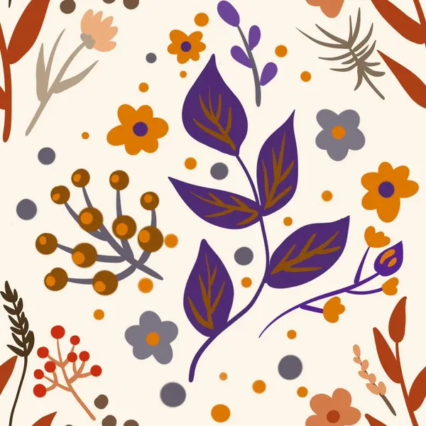 Güz Kış Şablonu Kapak, Bayrak ve Notlar için Arkaplan Çizimi. Sonbahar Estetik Arkaplanı. Bitki ve Çiçek Desenli Arkaplan. 