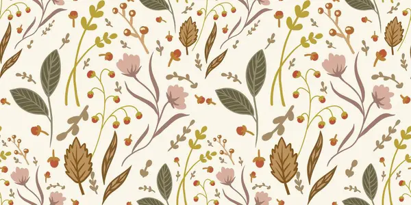 Güz Kış Şablonu Kapak, Bayrak ve Notlar için Arkaplan Çizimi. Sonbahar Estetik Arkaplanı. Bitki ve Çiçek Desenli Arkaplan. 