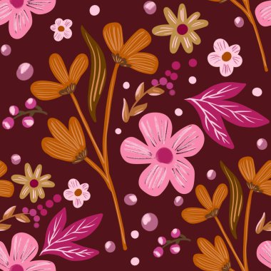 Güz Kış Şablonu Kapak, Bayrak ve Notlar için Arkaplan Çizimi. Sonbahar Estetik Arkaplanı. Bitki ve Çiçek Desenli Arkaplan. 