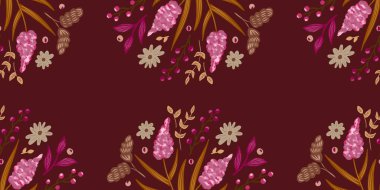 Güz Kış Şablonu Kapak, Bayrak ve Notlar için Arkaplan Çizimi. Sonbahar Estetik Arkaplanı. Bitki ve Çiçek Desenli Arkaplan. 