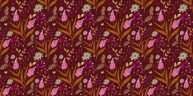 Güz Kış Şablonu Kapak, Bayrak ve Notlar için Arkaplan Çizimi. Sonbahar Estetik Arkaplanı. Bitki ve Çiçek Desenli Arkaplan. 