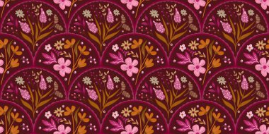 Güz Kış Şablonu Kapak, Bayrak ve Notlar için Arkaplan Çizimi. Sonbahar Estetik Arkaplanı. Bitki ve Çiçek Desenli Arkaplan. 