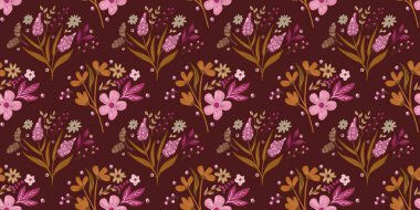 Güz Kış Şablonu Kapak, Bayrak ve Notlar için Arkaplan Çizimi. Sonbahar Estetik Arkaplanı. Bitki ve Çiçek Desenli Arkaplan. 