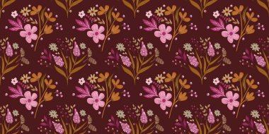 Güz Kış Şablonu Kapak, Bayrak ve Notlar için Arkaplan Çizimi. Sonbahar Estetik Arkaplanı. Bitki ve Çiçek Desenli Arkaplan. 