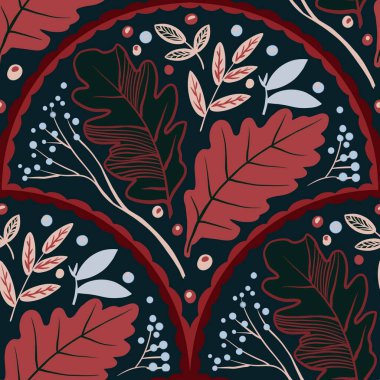 Güz Kış Şablonu Kapak, Bayrak ve Notlar için Arkaplan Çizimi. Sonbahar Estetik Arkaplanı. Bitki ve Çiçek Desenli Arkaplan. 