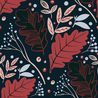 Güz Kış Şablonu Kapak, Bayrak ve Notlar için Arkaplan Çizimi. Sonbahar Estetik Arkaplanı. Bitki ve Çiçek Desenli Arkaplan. 