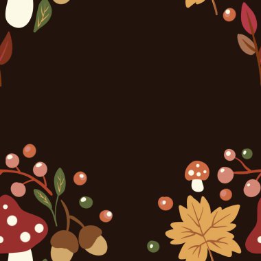 Güz Kış Şablonu Kapak, Bayrak ve Notlar için Arkaplan Çizimi. Sonbahar Estetik Arkaplanı. Bitki ve Çiçek Desenli Arkaplan. 