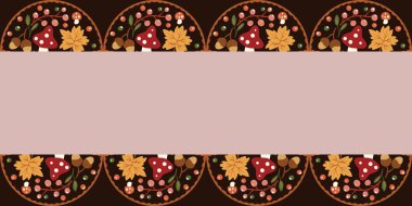 Güz Kış Şablonu Kapak, Bayrak ve Notlar için Arkaplan Çizimi. Sonbahar Estetik Arkaplanı. Bitki ve Çiçek Desenli Arkaplan. 