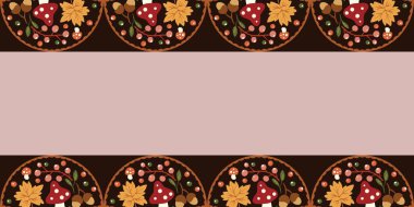 Güz Kış Şablonu Kapak, Bayrak ve Notlar için Arkaplan Çizimi. Sonbahar Estetik Arkaplanı. Bitki ve Çiçek Desenli Arkaplan. 