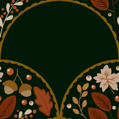 Güz Kış Şablonu Kapak, Bayrak ve Notlar için Arkaplan Çizimi. Sonbahar Estetik Arkaplanı. Bitki ve Çiçek Desenli Arkaplan. 