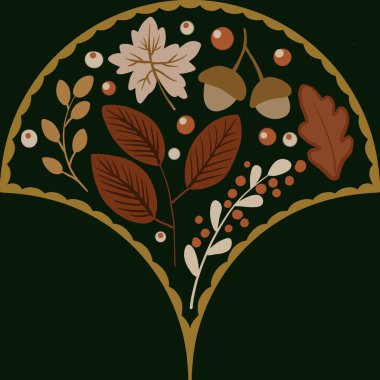 Güz Kış Şablonu Kapak, Bayrak ve Notlar için Arkaplan Çizimi. Sonbahar Estetik Arkaplanı. Bitki ve Çiçek Desenli Arkaplan. 