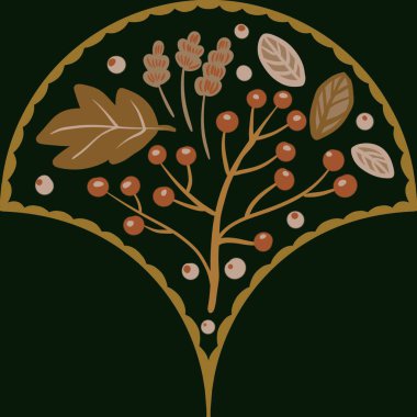 Güz Kış Şablonu Kapak, Bayrak ve Notlar için Arkaplan Çizimi. Sonbahar Estetik Arkaplanı. Bitki ve Çiçek Desenli Arkaplan. 