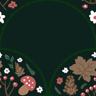 Güz Kış Şablonu Kapak, Bayrak ve Notlar için Arkaplan Çizimi. Sonbahar Estetik Arkaplanı. Bitki ve Çiçek Desenli Arkaplan. 