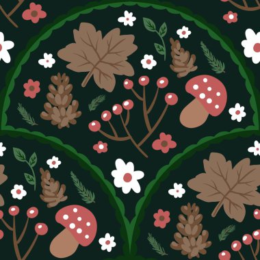 Güz Kış Şablonu Kapak, Bayrak ve Notlar için Arkaplan Çizimi. Sonbahar Estetik Arkaplanı. Bitki ve Çiçek Desenli Arkaplan. 