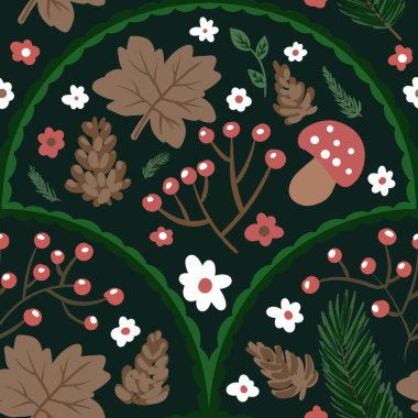 Güz Kış Şablonu Kapak, Bayrak ve Notlar için Arkaplan Çizimi. Sonbahar Estetik Arkaplanı. Bitki ve Çiçek Desenli Arkaplan. 