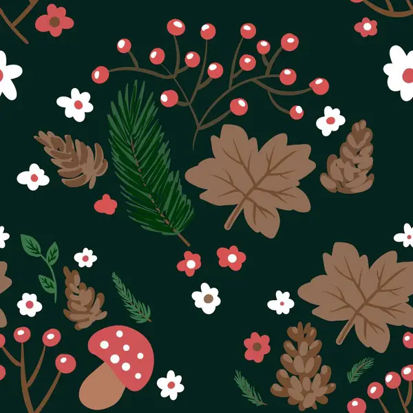 Güz Kış Şablonu Kapak, Bayrak ve Notlar için Arkaplan Çizimi. Sonbahar Estetik Arkaplanı. Bitki ve Çiçek Desenli Arkaplan. 