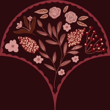 Güz Kış Şablonu Kapak, Bayrak ve Notlar için Arkaplan Çizimi. Sonbahar Estetik Arkaplanı. Bitki ve Çiçek Desenli Arkaplan. 