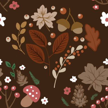 Güz Kış Şablonu Kapak, Bayrak ve Notlar için Arkaplan Çizimi. Sonbahar Estetik Arkaplanı. Bitki ve Çiçek Desenli Arkaplan. 