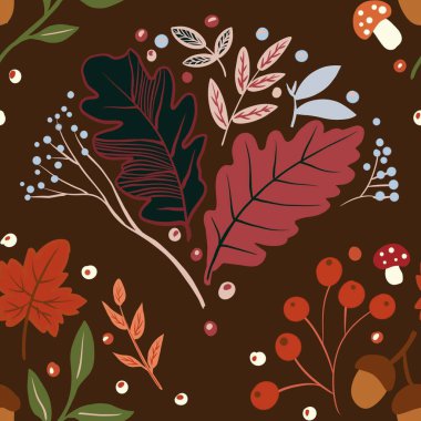 Güz Kış Şablonu Kapak, Bayrak ve Notlar için Arkaplan Çizimi. Sonbahar Estetik Arkaplanı. Bitki ve Çiçek Desenli Arkaplan. 