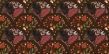 Güz Kış Şablonu Kapak, Bayrak ve Notlar için Arkaplan Çizimi. Sonbahar Estetik Arkaplanı. Bitki ve Çiçek Desenli Arkaplan. 