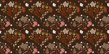 Güz Kış Şablonu Kapak, Bayrak ve Notlar için Arkaplan Çizimi. Sonbahar Estetik Arkaplanı. Bitki ve Çiçek Desenli Arkaplan. 