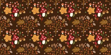 Güz Kış Şablonu Kapak, Bayrak ve Notlar için Arkaplan Çizimi. Sonbahar Estetik Arkaplanı. Bitki ve Çiçek Desenli Arkaplan. 