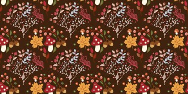 Güz Kış Şablonu Kapak, Bayrak ve Notlar için Arkaplan Çizimi. Sonbahar Estetik Arkaplanı. Bitki ve Çiçek Desenli Arkaplan. 