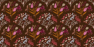 Güz Kış Şablonu Kapak, Bayrak ve Notlar için Arkaplan Çizimi. Sonbahar Estetik Arkaplanı. Bitki ve Çiçek Desenli Arkaplan. 